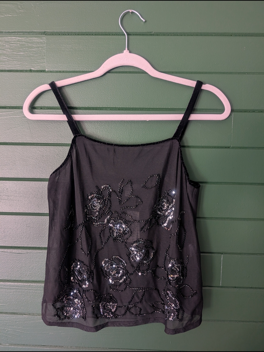 RW&CO. Beaded Mesh Floral Tank Top